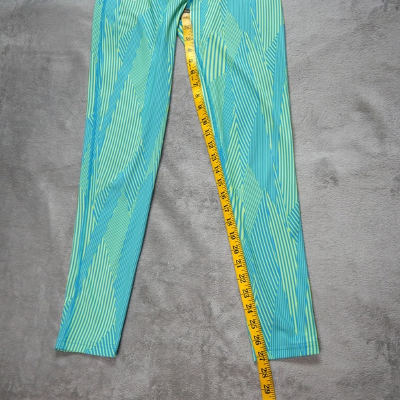 Under Armour Leggings Big Girls Youth LG Neon Yellow Blue HeatGear UPF 30 Yoga - Picture 8 of 10